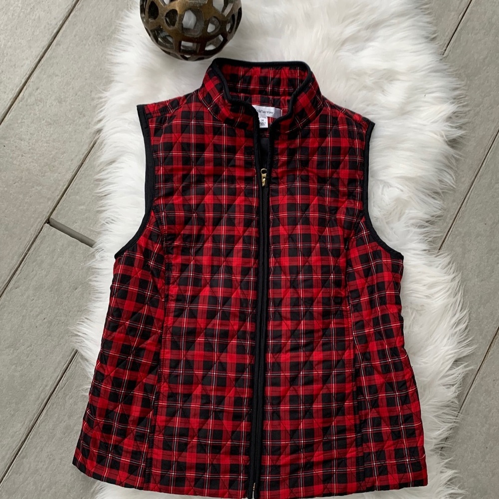 Croft and Barrow Red Plaid Quilted Vest PM